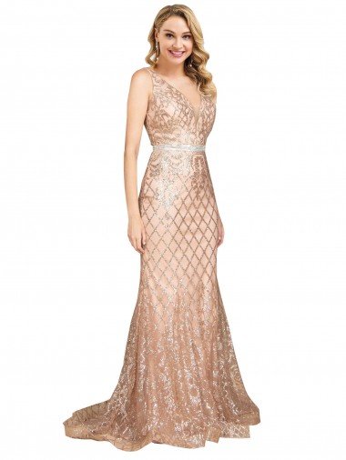 Sleek Long Mermaid Formal Sparkling Sequin Bridesmaid Dress / Prom Dress Essex