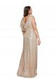 Deep V-Neck Sleeveless Sparkling Formal Sequin Bridesmaid Dress / Prom Dress with Draped Cowl Back Essex
