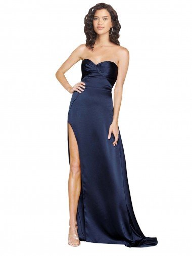 Knotted Sweetheart Formal Silky Satin Bridesmaid Dress / Prom Dress with High Side Split Essex