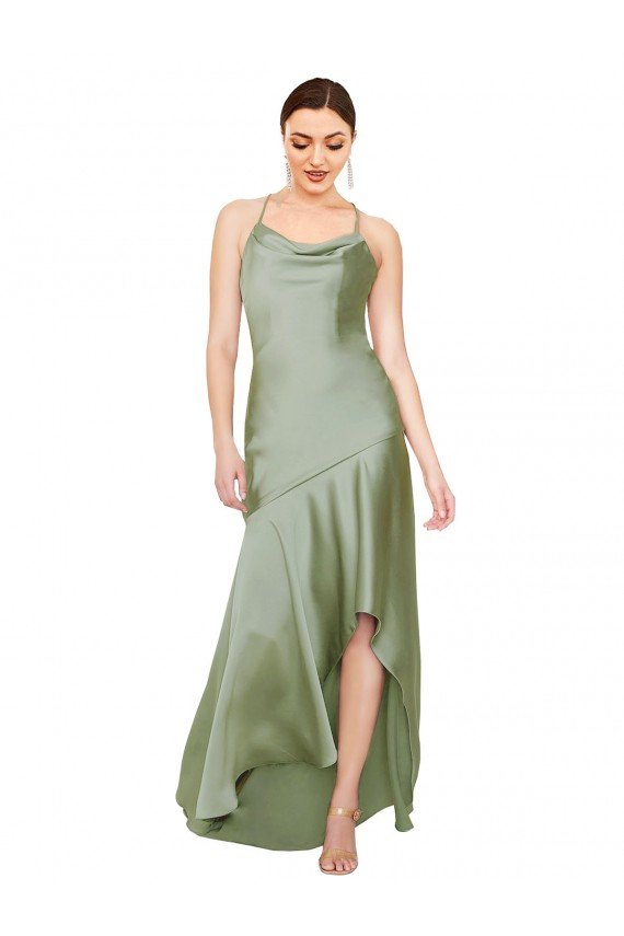 Formal Silky Satin Bridesmaid Dress / Prom Dress with Bias Cut Skirt Essex