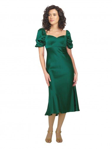Ruched Sleeve Formal Silky Satin Bridesmaid Dress / Prom Dress Essex