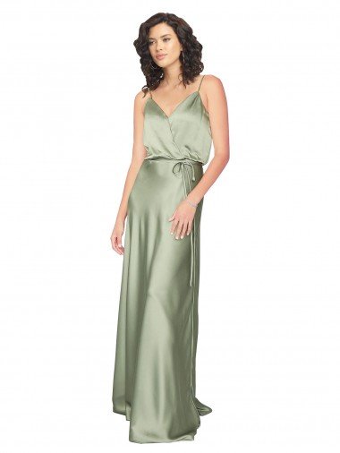 Formal Silky Satin Bridesmaid Dress with Tied Waist Essex