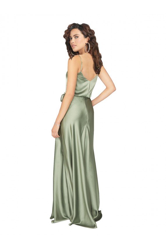 Formal Silky Satin Bridesmaid Dress with Tied Waist Essex