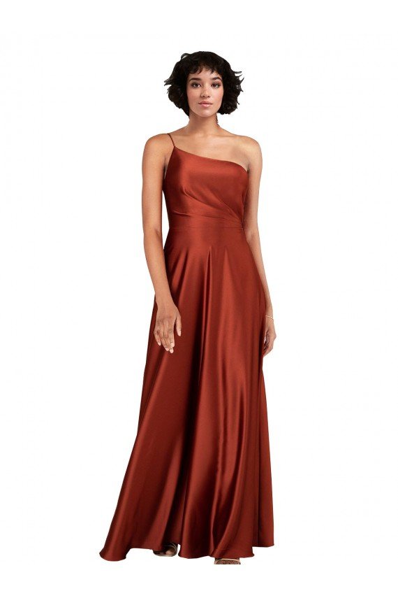 Sophisticated One Shoulder Formal Silky Satin Bridesmaid Dress / Prom Dress with Full Skirt Essex