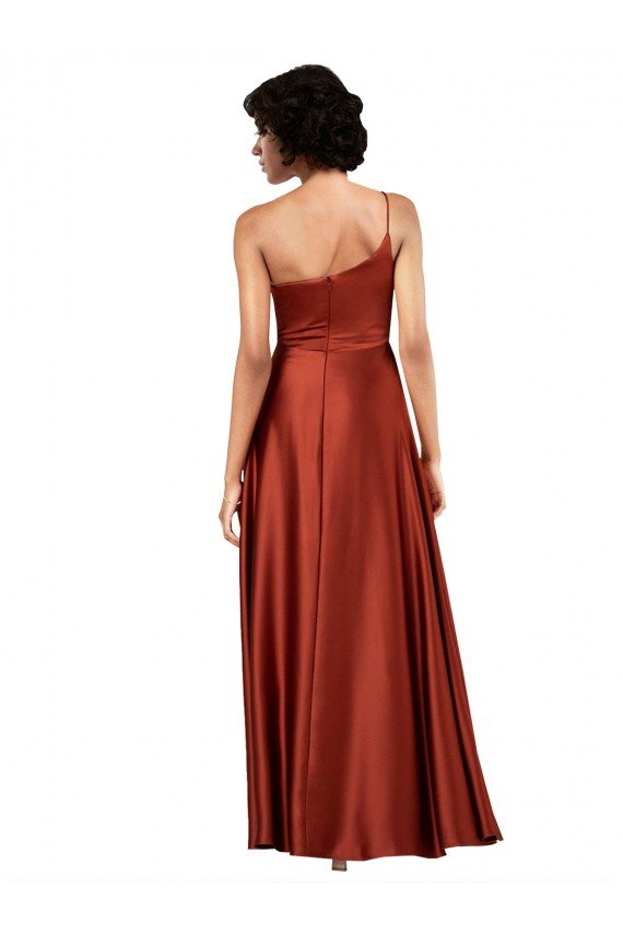 Sophisticated One Shoulder Formal Silky Satin Bridesmaid Dress / Prom Dress with Full Skirt Essex