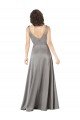 Plunging V-Neckline Long A-Line Formal Silky Satin Bridesmaid Dress / Prom Dress Essex