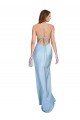 Open Back with Ties Cowl Neck Sheath Formal Silky Satin Long Bridessmaid Dress Essex