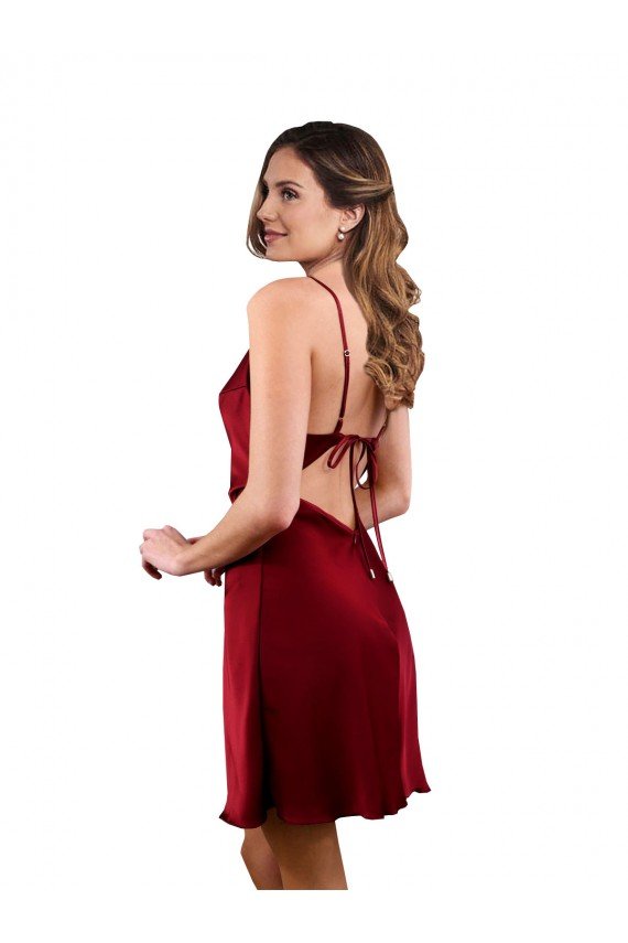 Midi Length Cowl Neck Formal Silky Satin Short Cocktail Bridesmaid Dress / Prom Dress Essex