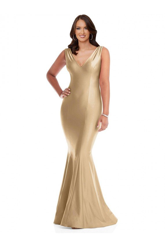 Shirred Shoulder Formal Silky Satin Mermaid Bridesmaid Dress / Prom Dress Essex