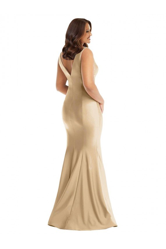 Shirred Shoulder Formal Silky Satin Mermaid Bridesmaid Dress / Prom Dress Essex