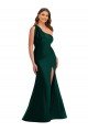 Cascading Bow One Shoulder Formal Silky Satin Mermaid Bridesmaid Dress / Prom Dress with Front Slit Essex