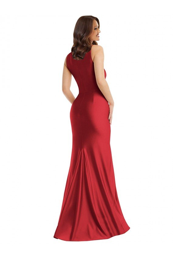 Square Neck Formal Silky Satin Mermaid Bridesmaid Dress / Prom Dress with Side Slit Essex
