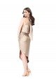 Silky Satin High Low Midi Cocktail Length Bridesmaid Dress / Prom Dress with Asymmetric Skirt Essex