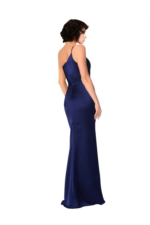 One Shoulder Formal Silky Satin Bridesmaid Dress / Prom Dress with Skirt Slit Essex