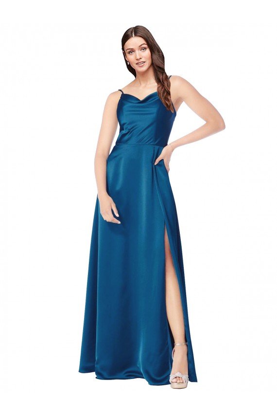 Cowl Neck Salky Satin Bridesmaid Dress / Prom Dress Essex