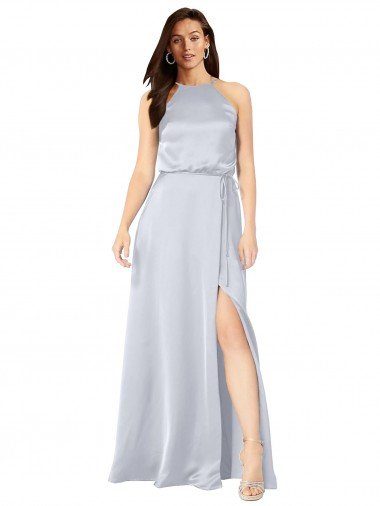 Halter Neck Formal Silky Satin Bridesmaid Dress with Strappy Back Essex