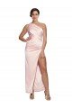 One Shoulder Full Length Long Silky Satin Bridesmaid Dress / Prom Dress with Thigh Split Essex