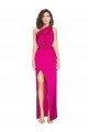 One Shoulder Long Full Length Formal Silky Satin Bridesmaid Dress / Prom Dress with Front Side Split Essex