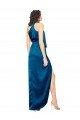 High Halter Neck Formal Silky Satin Bridesmaid Dress / Prom Dress with Sash Overlay and Side Split Essex