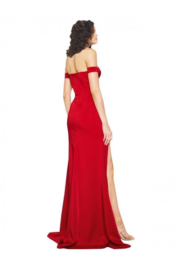 Off the Shoulder Sweetheart Bustier Style Formal Silky Satin Bridesmaid Dress / Prom Dress with Side Split Essex
