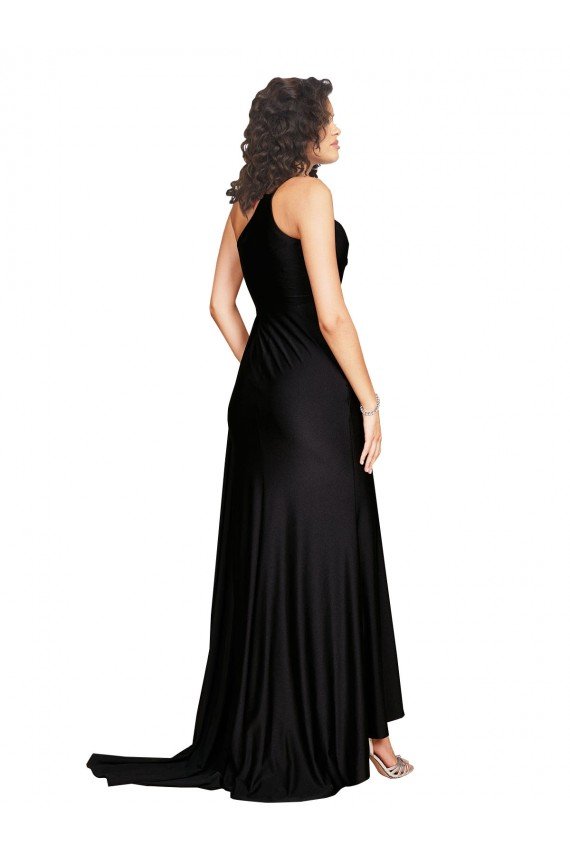 Floor Length One Shoulder Formal Silky Satin Bridesmaid Dress / Prom Dress with Side Slit Essex