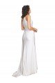 One Shoulder Floor Length Silky Satin Wedding Dress with Side Slit Essex