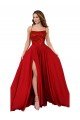 Lace Over Bodice Long Spandex Bridesmaid Dress / Prom Dress with Slit Essex