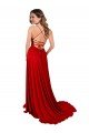 Lace Over Bodice Long Spandex Bridesmaid Dress / Prom Dress with Slit Essex