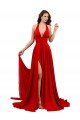 High Slit A-Line Halter Long Formal Spandex Bridesmaid Dress / Prom Dress Open Back Essex
