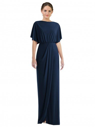 Open Back Short Sleeves Draped Tulip Skirt Maxi Spandex Bridesmaid Dress / Prom Dress Essex
