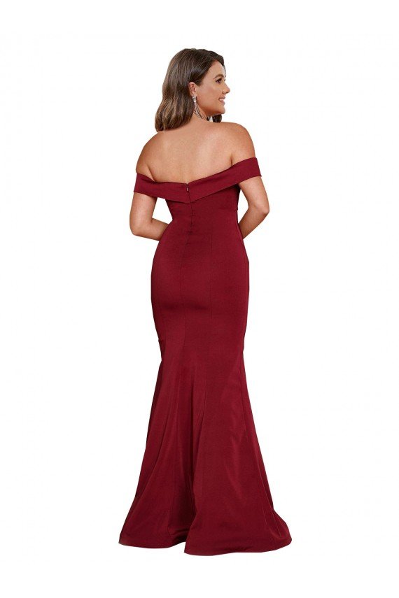 Off Shoulder Sleeves Sweetheart Neckline Long Formal Spandex Bridesmaid Dress / Prom Dress Essex