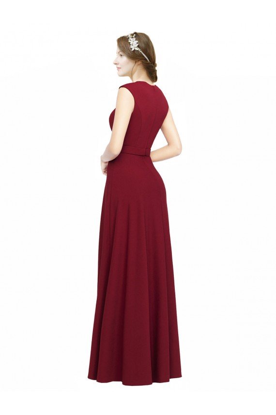 Square Neck Subtle Cap Sleeeves Crepe Bridesmaid Dress / Prom Dress Essex