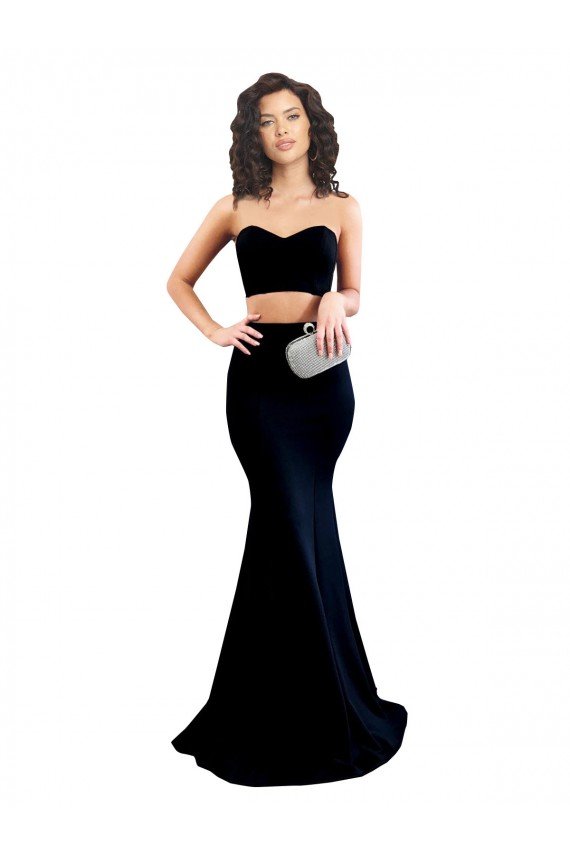 Two Piece High Neck Formal Crepe Bridesmaid Dress / Prom Dress Essex