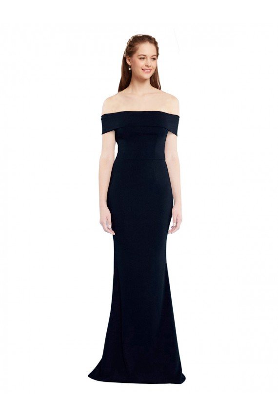 Off the Shoulder Fitted Formal Crepe Bridesmaid Dress / Prom Dress with Back Cut Out Essex