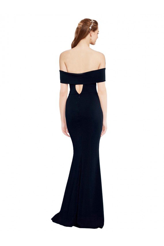 Off the Shoulder Fitted Formal Crepe Bridesmaid Dress / Prom Dress with Back Cut Out Essex