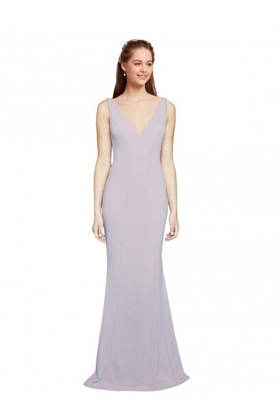 Cut-Out Back V-Neckline Mermaid Formal Crepe Bridesmaid Dress / Prom Dress Keyhole Back Essex