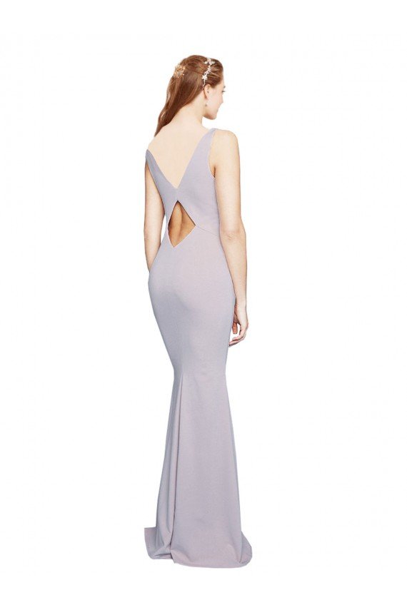 Cut-Out Back V-Neckline Mermaid Formal Crepe Bridesmaid Dress / Prom Dress Keyhole Back Essex