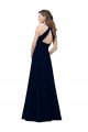 High Neck Crepe Bridesmaid Dress / Prom Dress with Pleats and Keyhole Back Essex