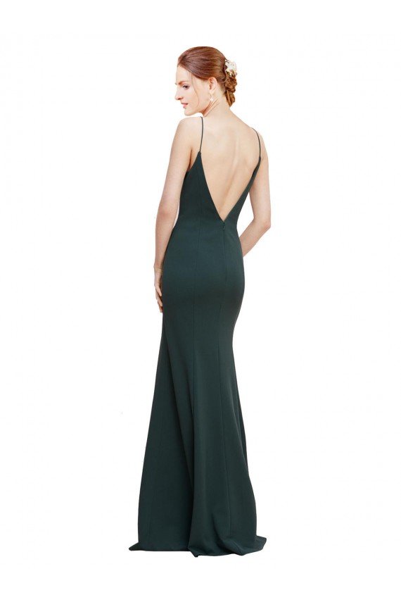 Deep V-Neck and Back Long Formal Crepe Bridesmaid Dress / Prom Dress Essex