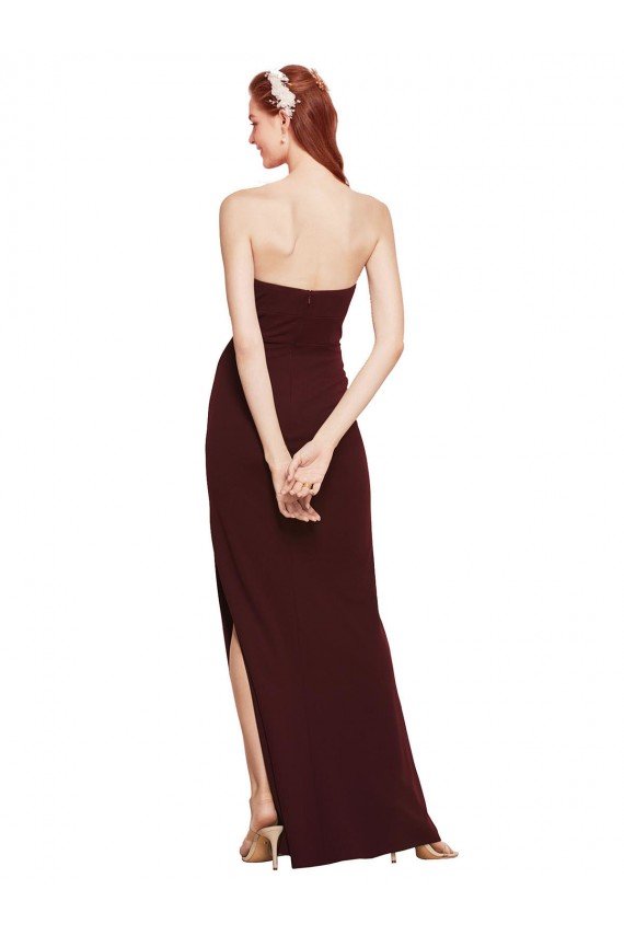 Twisted Strapless Keyhole Long Formal Crepe Bridesmaid Dress / Prom Dress with Slit Essex