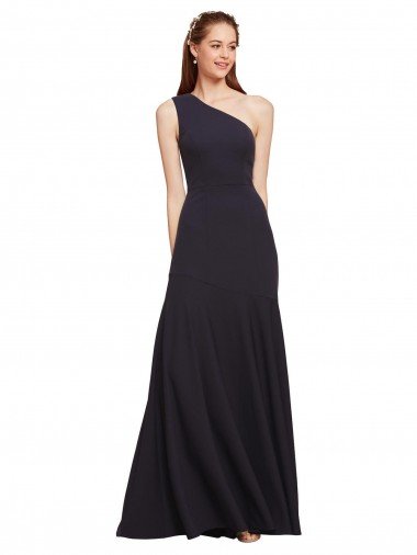 Fit and Flare Formal Crepe Bridesmaid Dress / Prom Dress with One Shoulder Essex