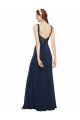Fit and Flare Long Formal Crepe Bridesmaid Dress / Prom Dress with Round Neck Essex