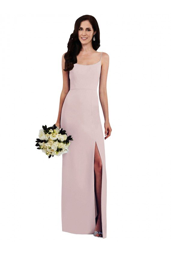 Spaghetti Strap V Back Formal Crepe Bridesmaid Dress / Prom Dress with Front Slit Essex