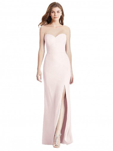 Strapless Crepe Trumpet Bridesmaid Dress / Prom Dress with Front Slit Essex