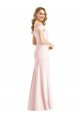 Off the Shoulder Notch Trumpet Formal Crepe Bridesmaid Dress / Prom Dress with Front Slit Essex