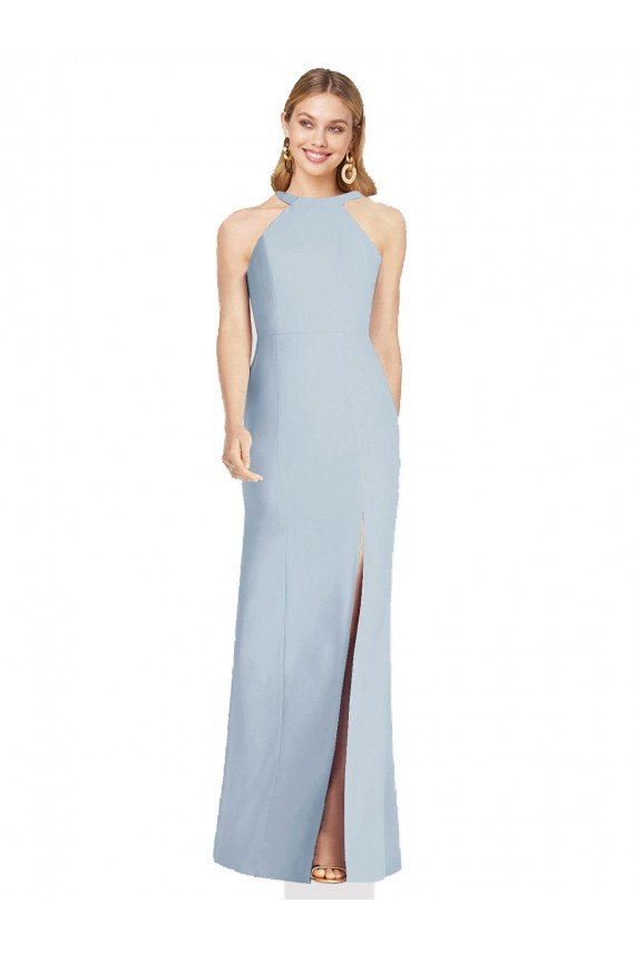 High Neck Backless Formal Crepe Trumpet Bridesmaid Dress Essex