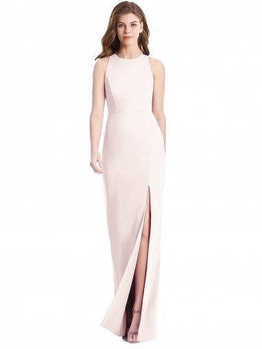 Diamond Cutout Back Trumpet Bridesmaid Dress / Prom Dress with Front Slit Essex