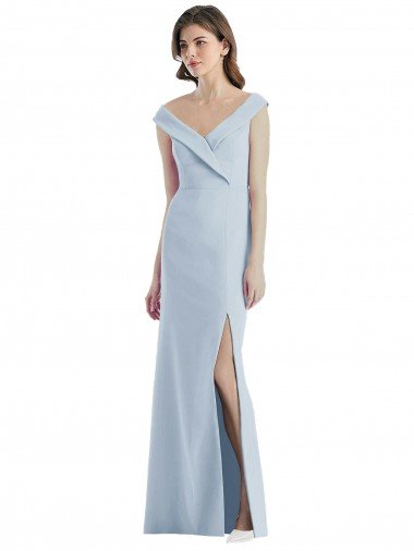 Romantic Off the Shoulder Long Maxi Bridesmaid Dress with Side Slit Essex