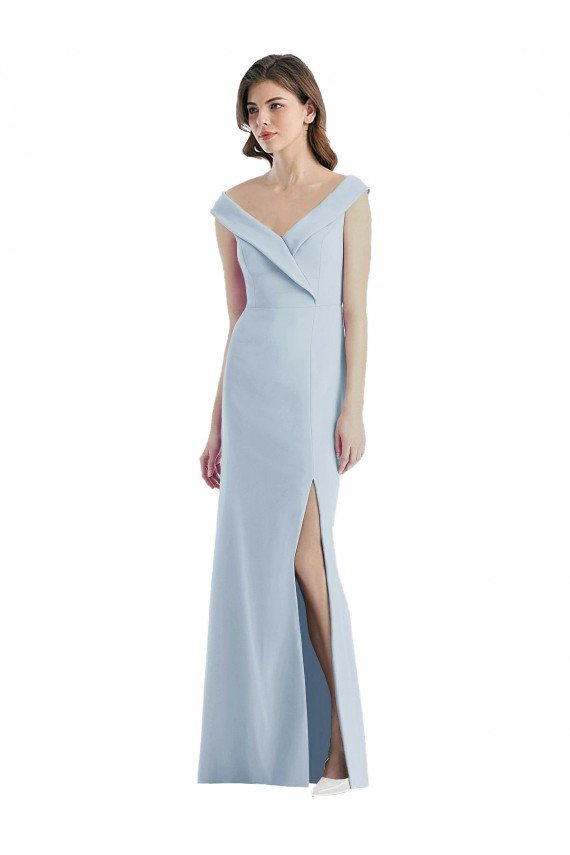 Romantic Off the Shoulder Long Maxi Bridesmaid Dress with Side Slit Essex