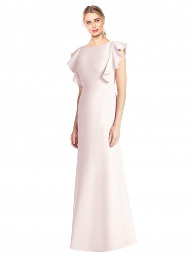 Ruffle Cap Sleeves Open Back Trumpet Bridesmaid Dress / Prom Dress Essex